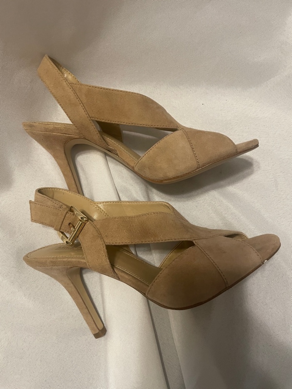 Michael Kors Camel Suede Slingback Heels